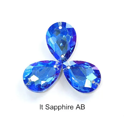 lt sapphire AB 24 шт. 13x18 мм каплевидное Хрустальное стекло пришивные стразы высокого качества точечная капелька Mulit Швейные Стразы для одежды B3680 - Цвет: lt sapphire AB