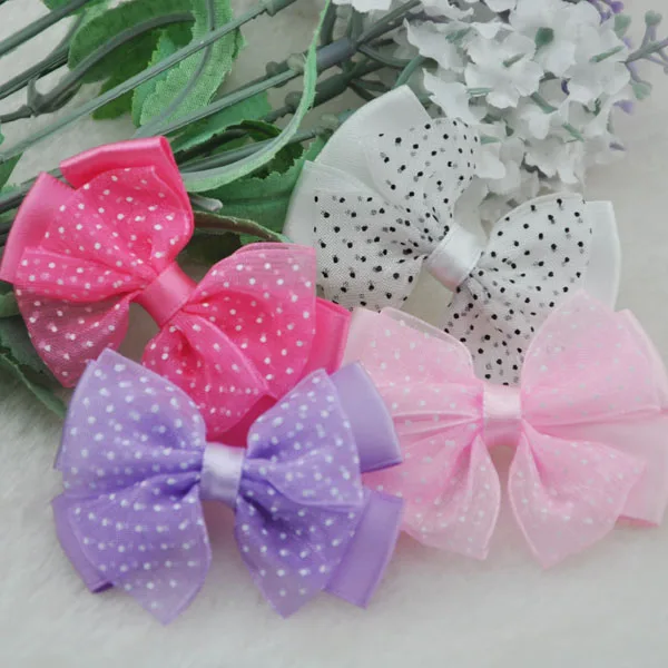 Mix Color 20 шт органзы ленты банты с цветами с мини Точки DIY/Свадьба/аппликация для рукоделия B53 - Цвет: Mix Color