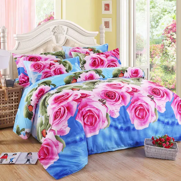 Fashion Luxury Printed 3D flower Bedding Set Queen King Full Size Bed linen Sheet Duvet Cover Pillow Case Sets c | Дом и сад