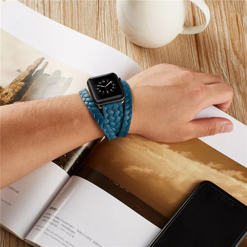 Роскошный кожаный ремешок для часов Apple Watch 44 мм 40 42 38 серии 4 3 2 1 сменный Браслет |