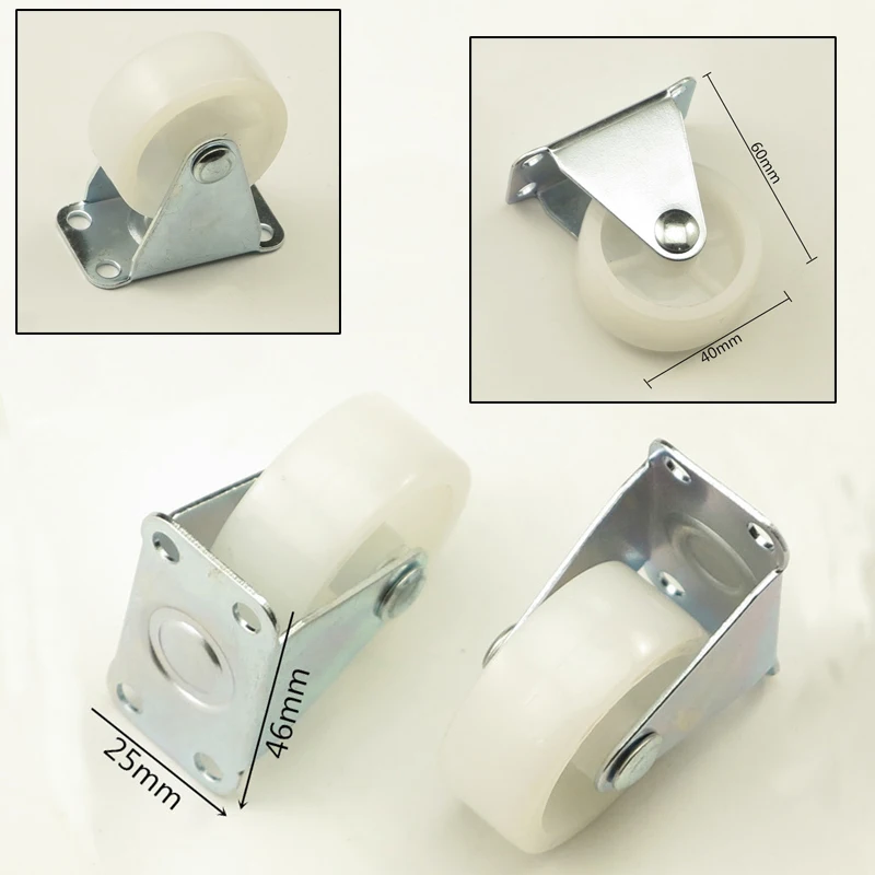 4PCS White 1.5'' Nylon Rigid Casters Furniture Wheelchair Sofa Wheels Small Counter Oriented Caster For Hardware Equipments |