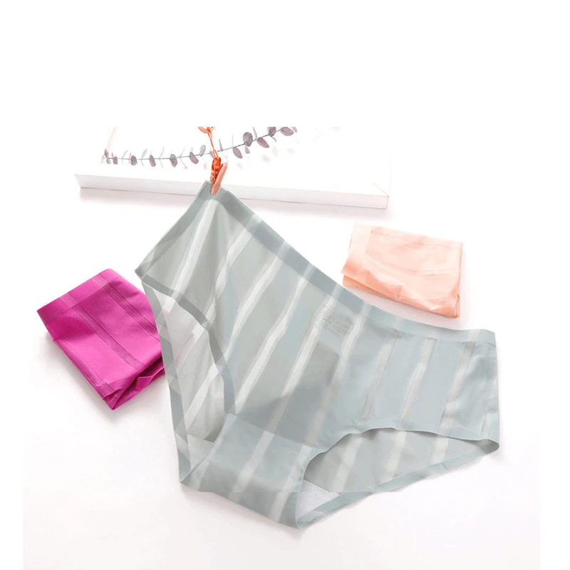 2 шт./компл. Трусы бесшовное, прозрачное трусики Ice silk в полоску простые удобные дышащие трусики-боксеры, трусы для женщин бесшовные трусики Шорты