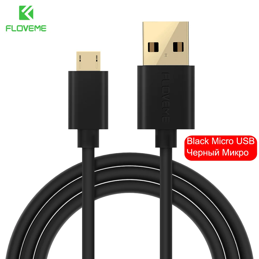 FLOVEME Micro Usb кабель 2.4A Быстрая зарядка данных зарядное устройство Шнур Microusb кабель для samsung Xiaomi Redmi Note 5 Pro планшет Android - Цвет: Black