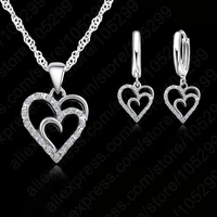 new brand cubic zircon jewelry sets heart pendants necklaces earrings 925 sterling silver jewelry for women