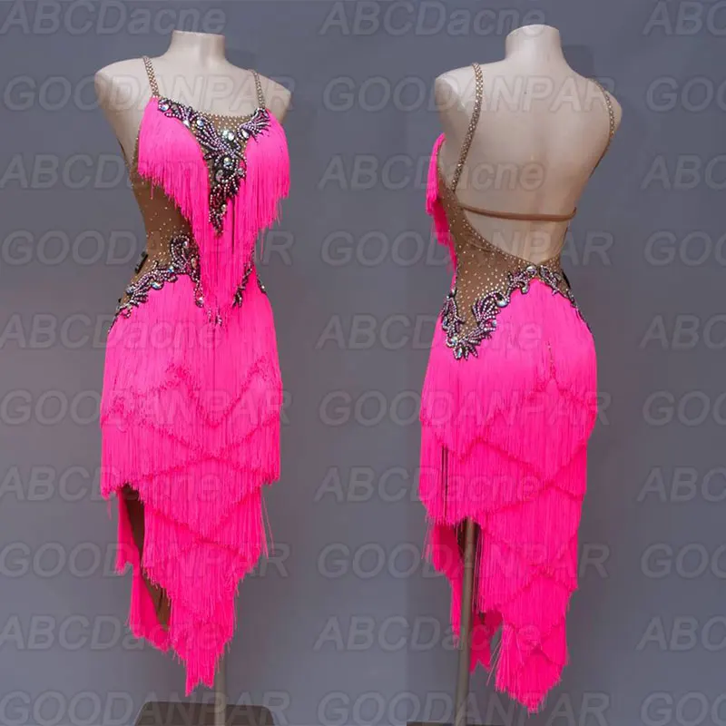 

Latin dance competition dress Dress Rhinestone tassel latin ballroom dance dress Rumba Foxtrot dance dresses