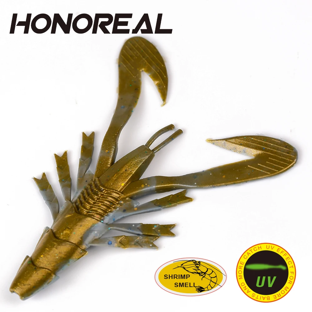 HONOREAL 3 шт. 6 5 см блестящие УФ креветки сильный запах мягкие раки рыболовные