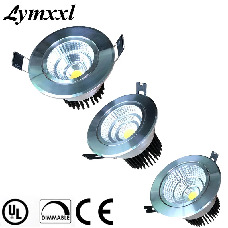10 Вт 12 15 18 20 25 LED COB затемненные потолочные светильники CRI 85 Гладкий Серебристый