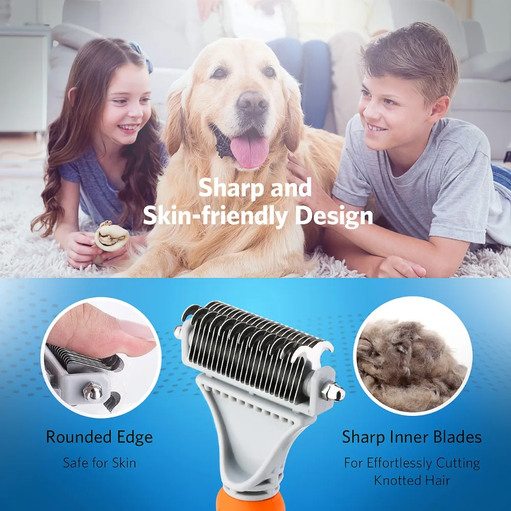 Расческа для собак и кошек Cymas Deshedding and Trimming Tool 2 сторонние грабли для ухода за лошадьми Mascotas Cachorro Chien Perros Gatos Honden Hond
