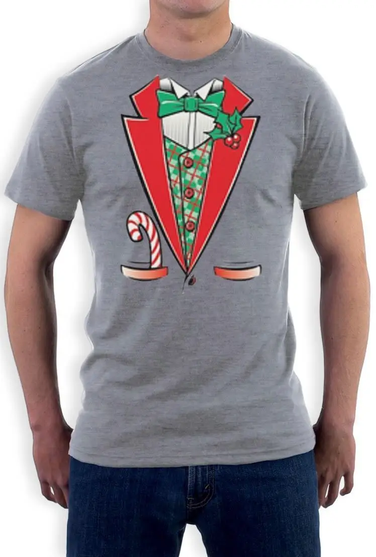 Festive Christmas Tuxedo T-Shirt Xmas Party Ugly Sweater Holidays Gift Idea Tee | Мужская одежда