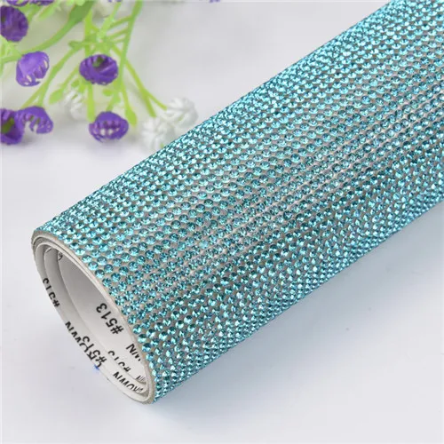 aquamarine color Заводские Стразы 24*40 см 2 мм SS6 с кристаллами и бусинами, дизайн с железной сеткой, стразы, рулон кристаллов, свадебные украшения - Цвет: aquamarine color