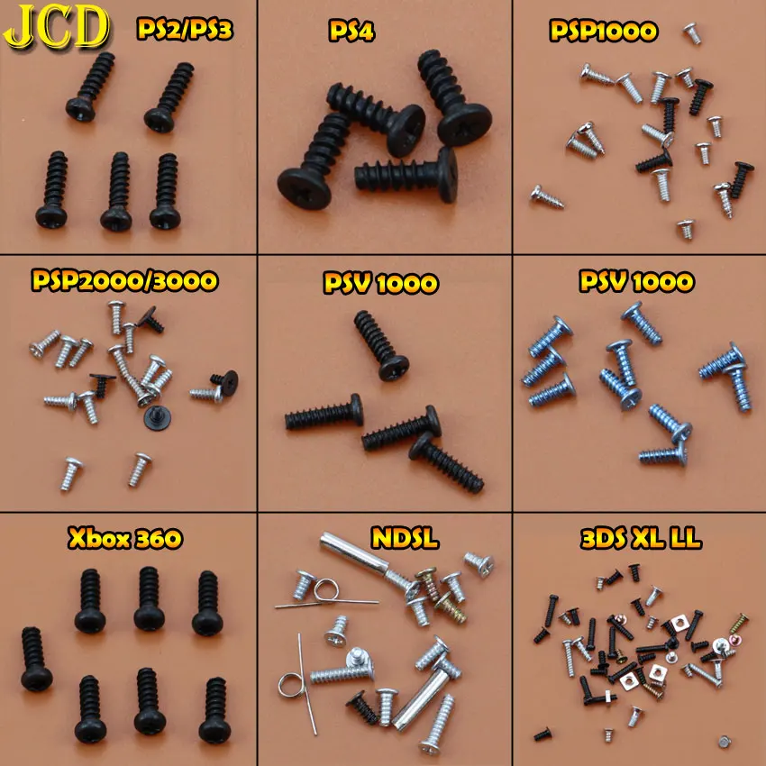 Набор винтов JCD для PS2 PS3 PS4 PSP1000 PSP2000 PSP3000 PSV1000 Xbox 360 Nintendo DS Lite NDSL комплект сменная
