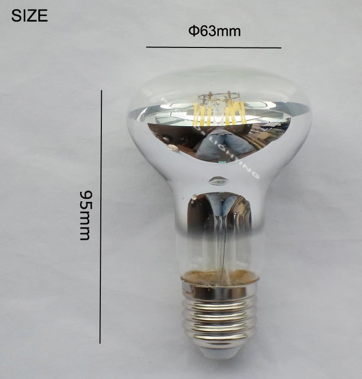 

Wholesales100pcs 6W or 8W led filament bulbs R63 led spot lights E27 screw mirror glass warm cold white EMS DHL shipping