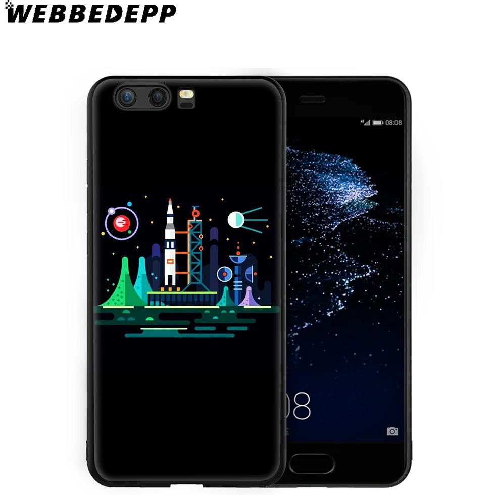 WEBBEDEPP Rocket Man Space Moon Soft Case for Huawei P8 P9 P10 P20 P30 Lite Pro P Smart Z Plus 2019 Y6 Prime 2018 2017 Mini |