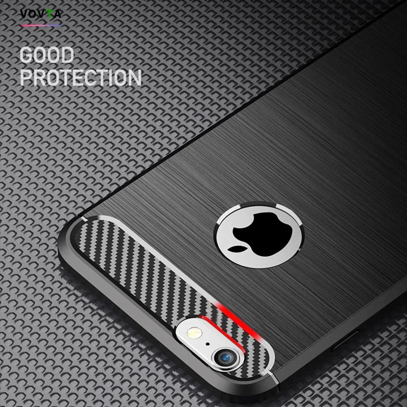 Чехол для iphone 6 s 7 Plus 5s SE X чехлы из углеродного волокна Мягкий чехол ТПУ Встроенная