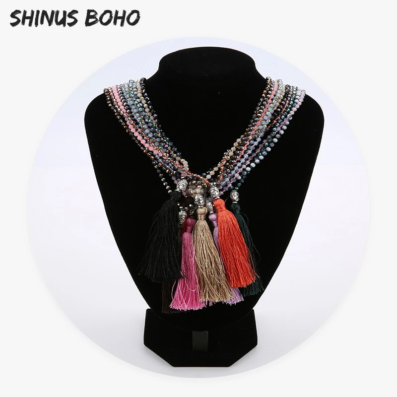 Женское ожерелье с подвеской в виде головы Будды SHINUSBOHO разноцветное узелками и