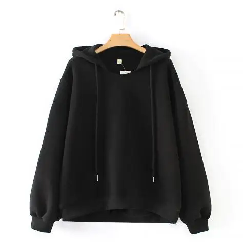 black hoodies SheMujerSky Белый свитшот женские толстовки свободные теплые негабаритных толстовка зимнее пальто женские sudaderas - Цвет: black hoodies