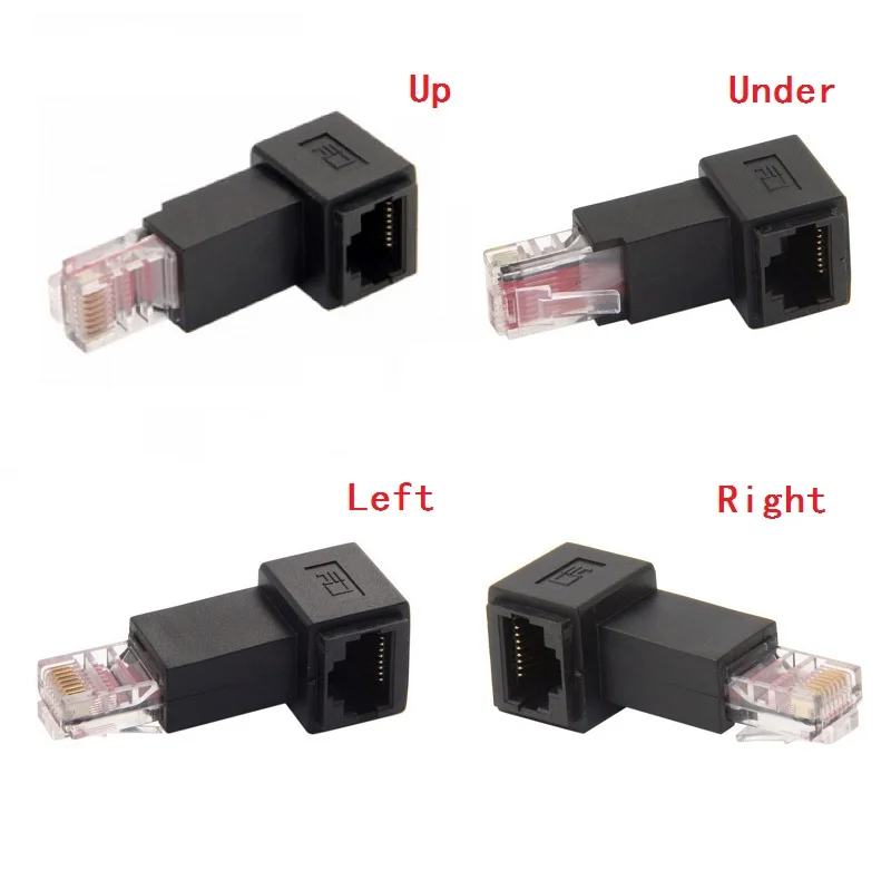 Вверх под левый правый угловой 90 градусов угол RJ45 Женский к мужскому сетевой