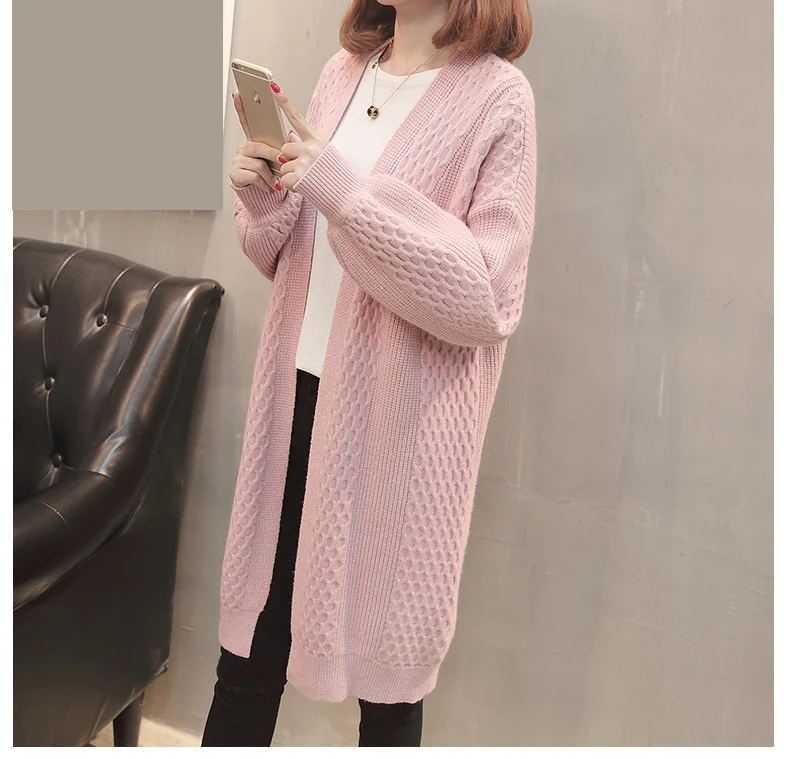 Autumn Winter Women Sweaters and Cardigans New Fashion Long Sleeve Loose Knitted V-neck Cardigan Female Long Sweaters