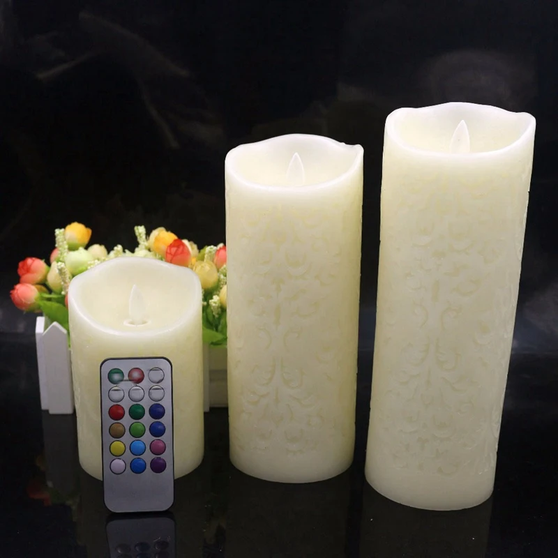 

3Pcs Color Change Gradient Led Candles Remote Control Electronic Flameless Breathing Candle Night Lights Wedding Party Decorat