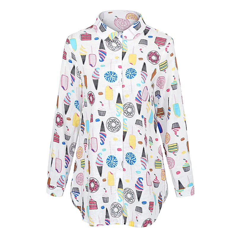 Romacci Женская милая длинная рубашка для мороженого сладостей принтом Одежда с