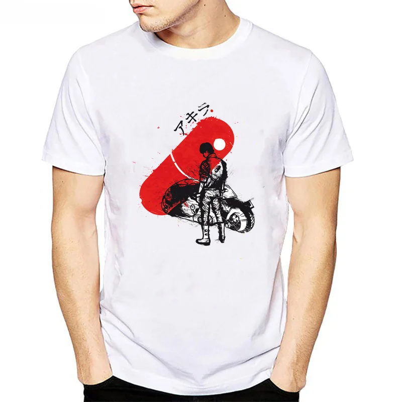 Akira Synthwave T-shirt Men 2019 New Arrivals Tshirt Fashion White High Quality Japanese Anime T Shirt Male Funny Top Tees | Мужская