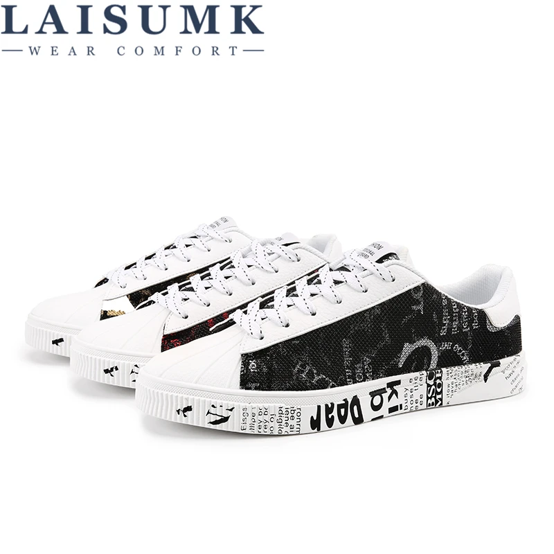 

LAISUMK Men's Spring Autumn Comfortable Casual Shoes Canvas Lace-Up Brand Fashion Male Flats Breathable
