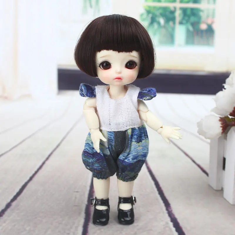 Высокое качество куклы парики черный коричневый Боб волосы для 1/8 BJD куклы - Цвет: 1094A-8-XL4
