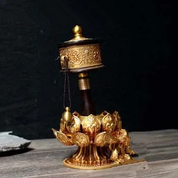 Тибетское классическое портативное медное Молитвенное Колесо Мини Amitabha благословение Будды Латунное ручное колесо длиной 17 см