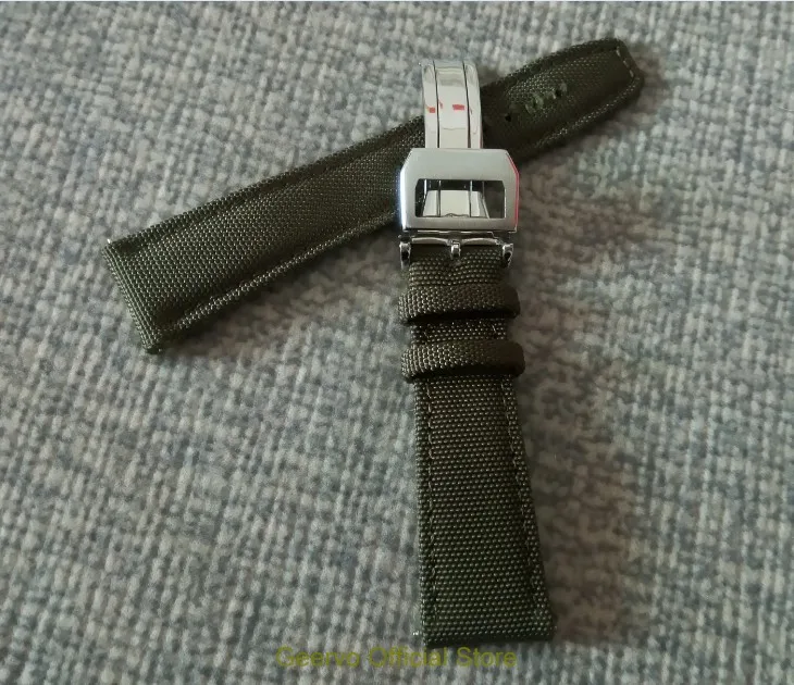Высококачественный нейлоновый зеленый ремешок для часов 22 мм со складной
