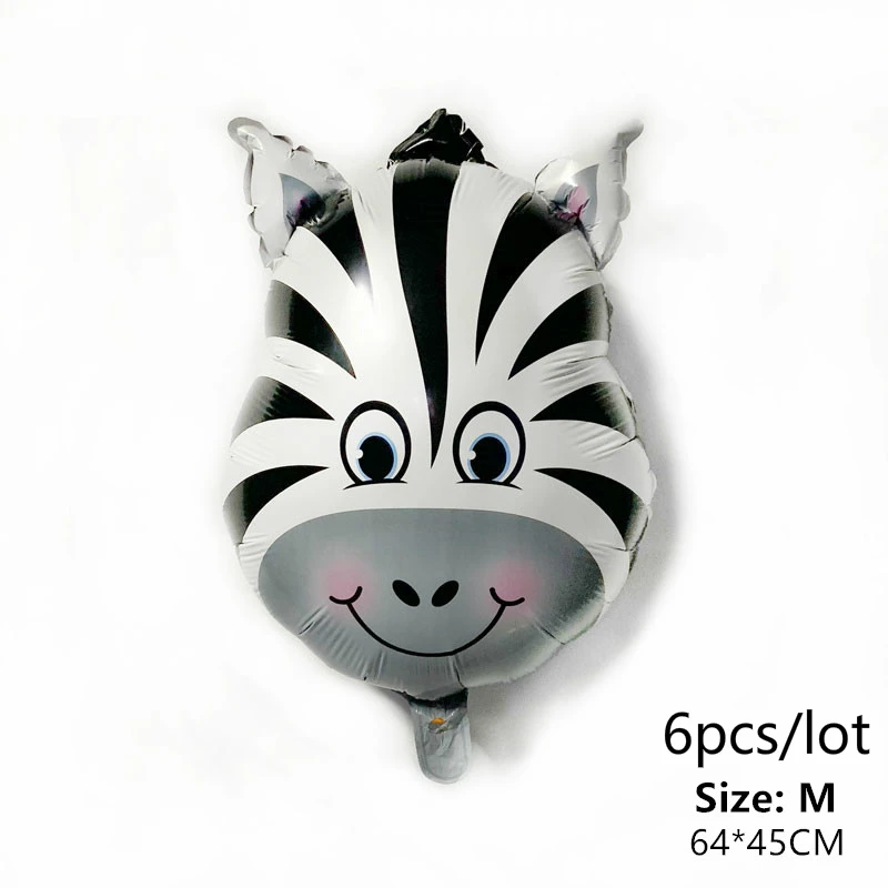 6Pcs Zebra Животные шарики для день рождения джунгли вечерние для вечеринки в стиле сафари Динозавр джунгли тематические вечерние шары на день рождения Декор Детские шары на день рождения - Цвет: 6Pcs Zebra