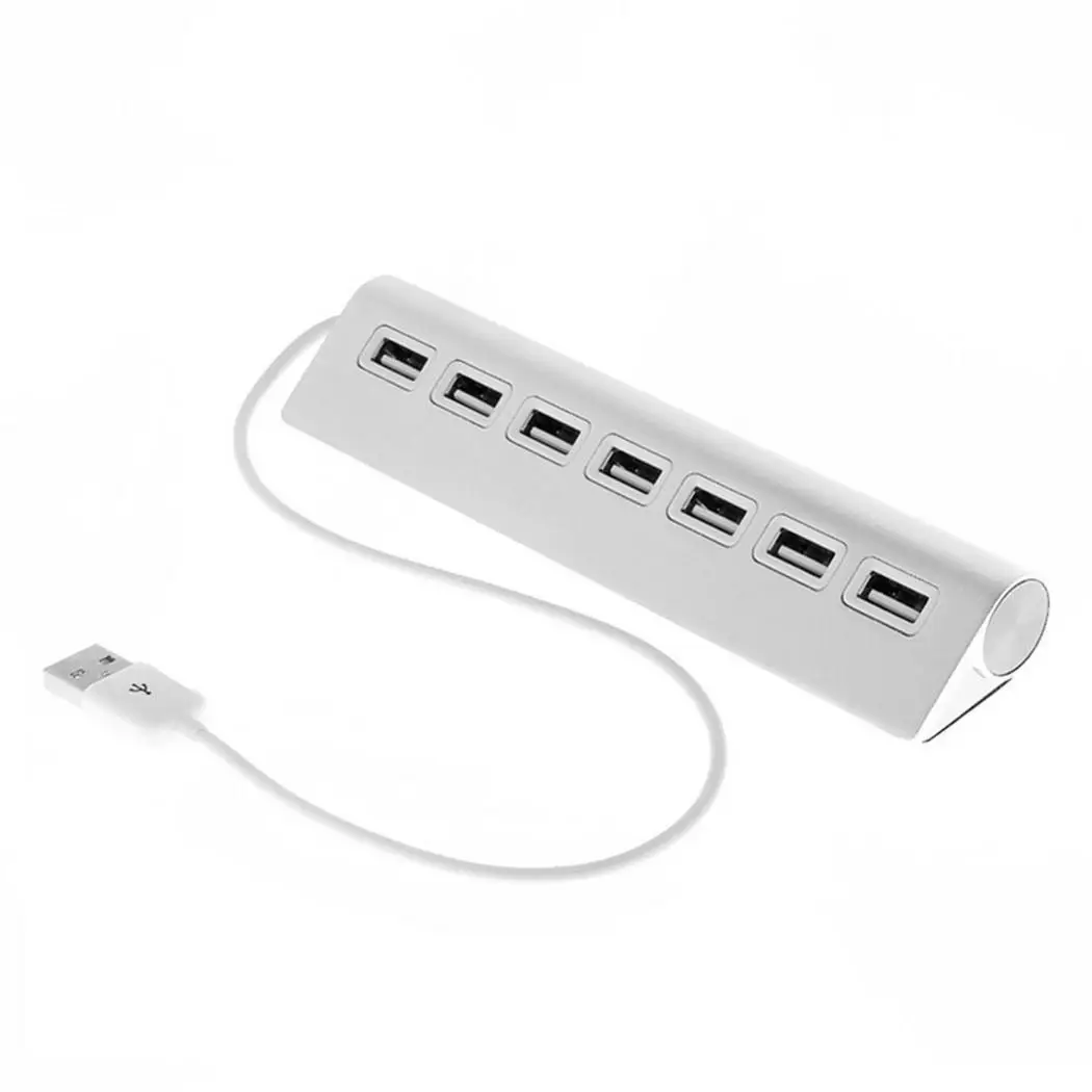 Новый USB2.0 хаб семь рот Серебряный алюминиевый кабель сплав Материал