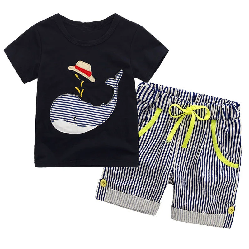 Boys Clothes 2018 New Toddler Clothing Children Summer Cartoon Kids Boy Set T-shit+Pants 100% Cotton |