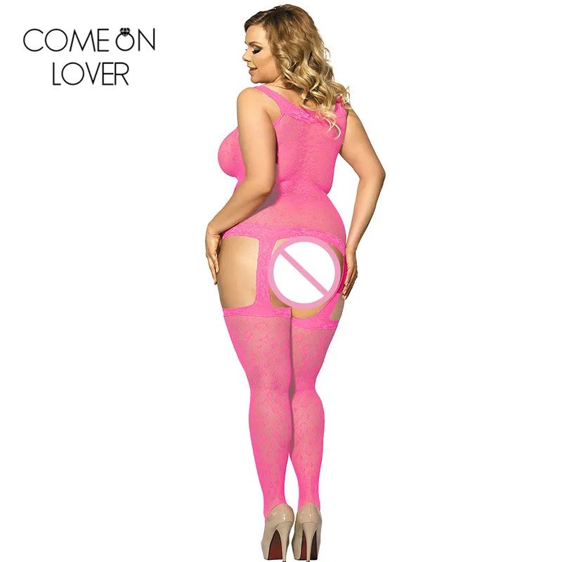 Женское Прозрачное нижнее белье боди ажурная сетка большого размера