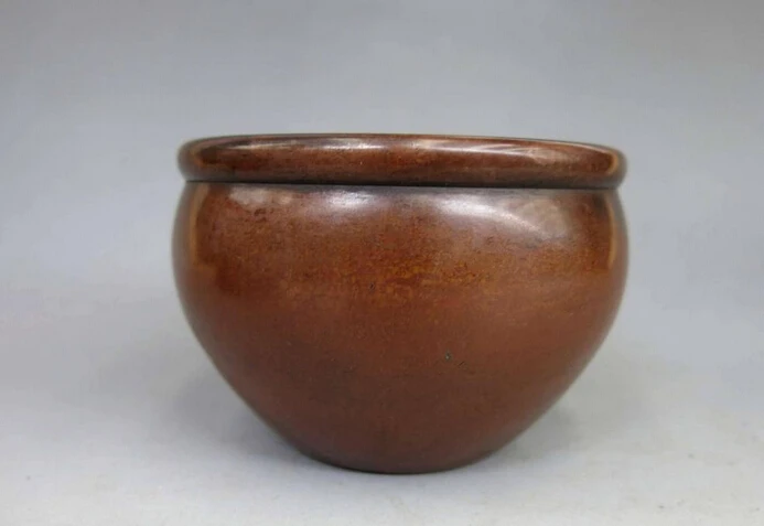 Китай чистый красный медь Изысканный горшок курильница кадило Статуя Латунь