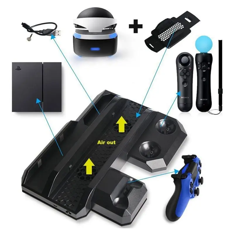 Хит! для PS4 Pro & Slim многофункциональная Вертикальная охлаждающая подставка PS Move