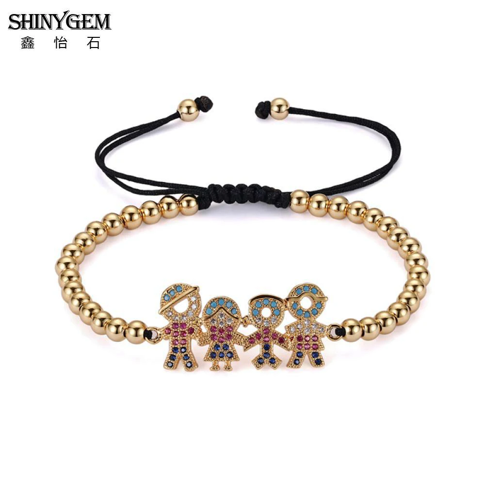 ShinyGem Гламурная модель Семейный Браслет с подвесками микро кубический циркон