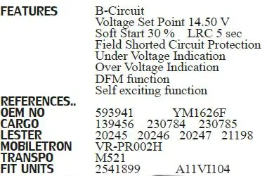 Генератор Напряжение регулятор 13800400/08-006 VR-PR2292 47-067 81111510 1127-010RS 2541940 2542292C 2542332 12427516175