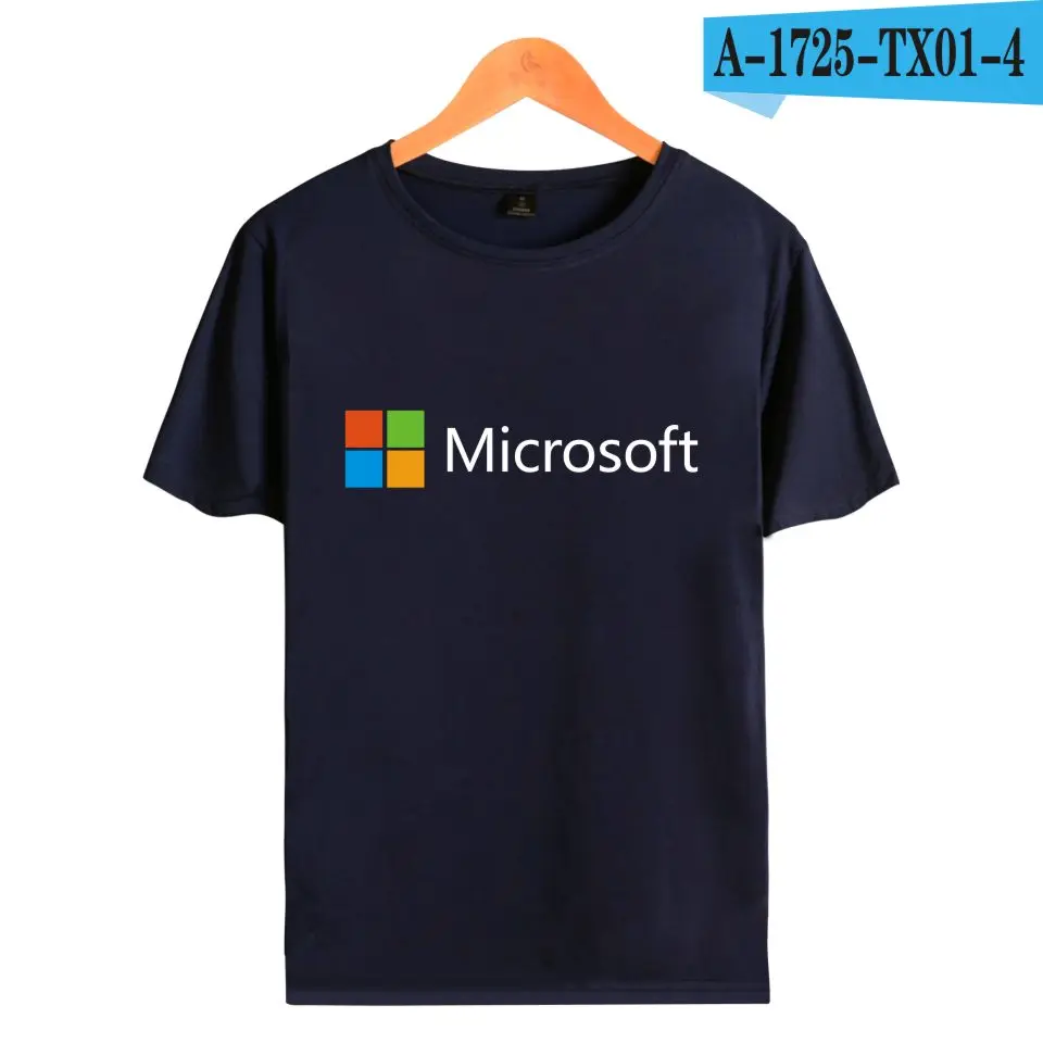 navy blue Это Google microsoft пуловер Футболка мужская хлопок короткий рукав принт узор Повседневная футболка Homme мужчины/женщины плюс размер - Цвет: navy blue