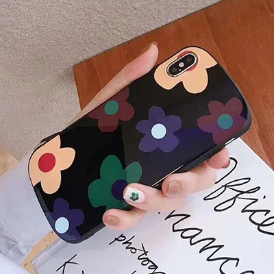 black Модный чехол GlamPhoneCase с цветами для телефона iPhone XS Max XR XS X 8 plus 8 7 plus 7 6 S/6 Plus Симпатичные, из мягкого ТПУ чехол для телефона - Цвет: black