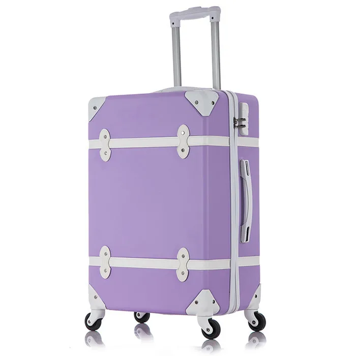 purple Letrend ABS винтажный чемодан колеса комплект багажных сумок на колесиках Spinner для женщин Ретро Тележка Кабина дорожная сумка для студентов носить на багажнике - Цвет: purple