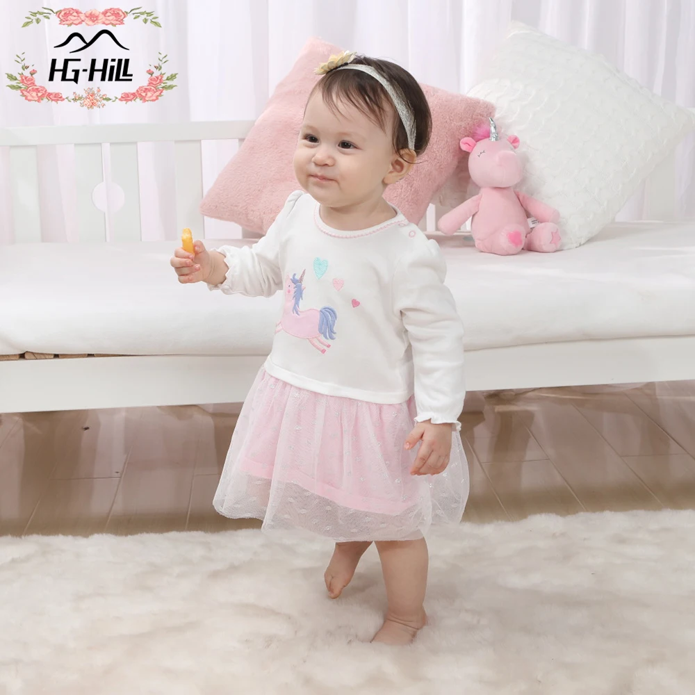 HG Хилл AW18 0038B осеннее детское платье с длинными рукавами для девочек мини детей