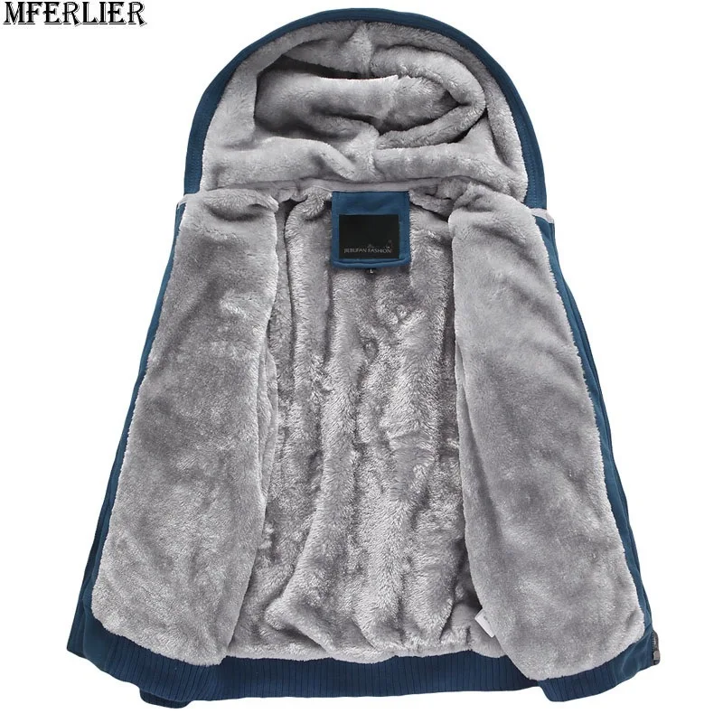 Мужские толстовки 8XL 9XL с капюшоном флис молния Большие размеры зимние парки