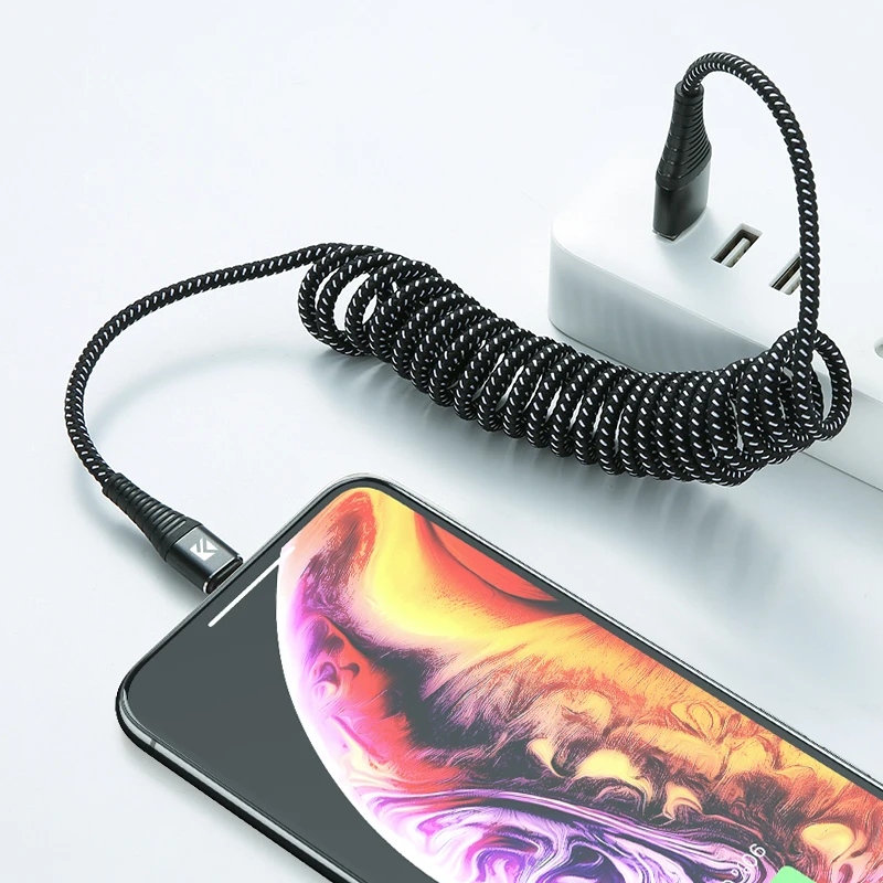FLOVEME 2A USB высокопрочный Быстрый кабель для iPhone XR XS Max X 8 7 Plus кабель для зарядки и передачи данных - Цвет: Черный