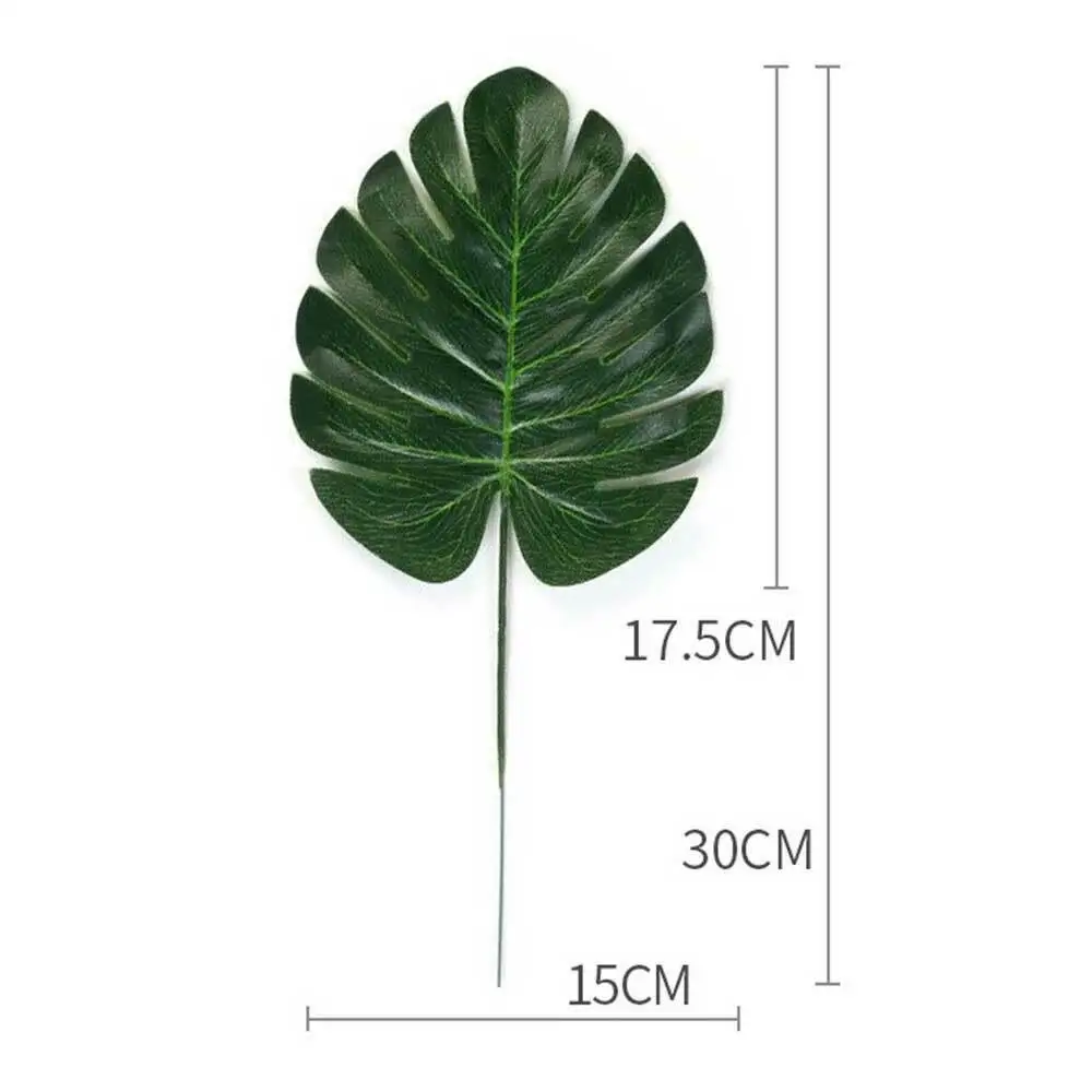 Green M Визуальное прикосновение 12 шт. набор 2 цвета искусственные монстеры Пальмовые Листья зеленые растения Свадебные украшения DIY компоновка растительный лист - Цвет: Green M