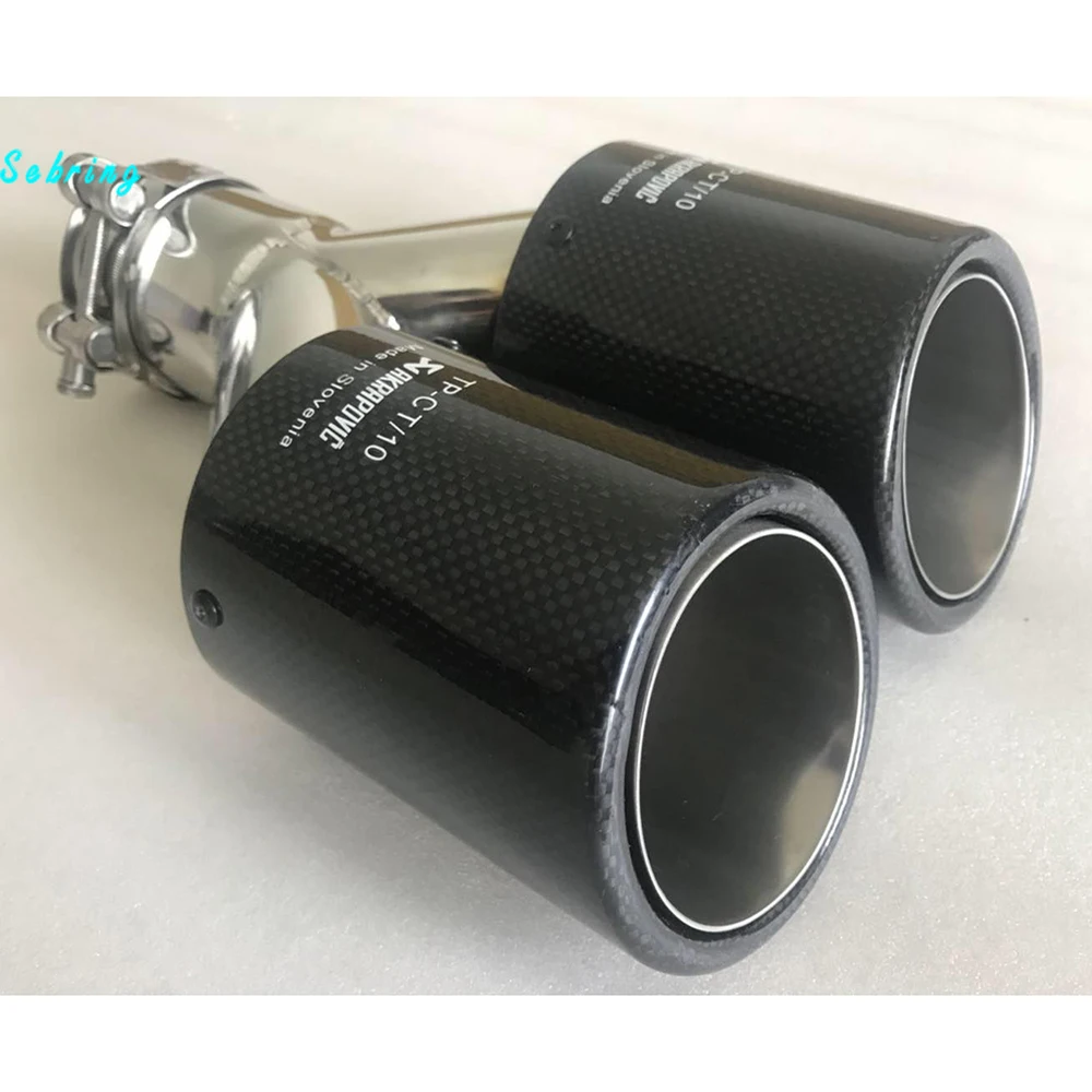 Углеродное волокно Стайлинг AKRAPOVIC нержавеющая сталь Универсальный двойной полный углеродного выхлопной трубы автомобиля