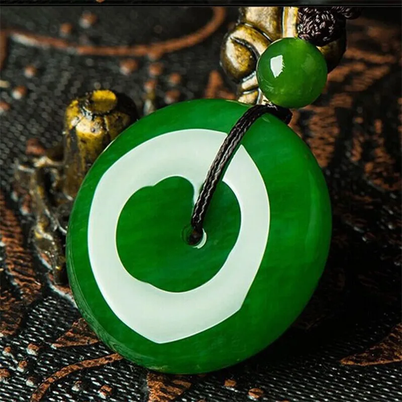 100% натуральный Китай зеленый нефрит Пинг пряжки подвеска мода Ювелирные Изделия