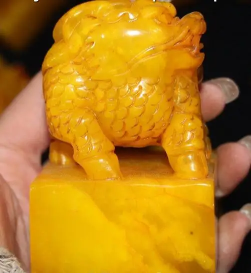 Chinese Shou Shan Pedra Imperial Dragão Besta Pixiu Selo Conjunto 13