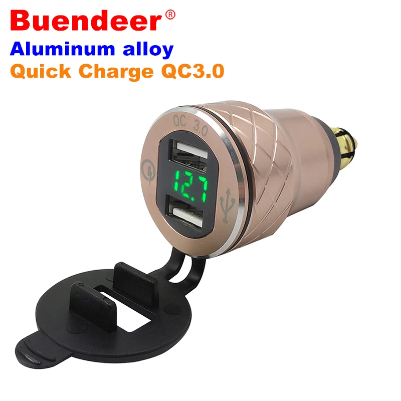 Прикуриватель Buendeer мотоциклетный с 2 USB портами и светодиодным