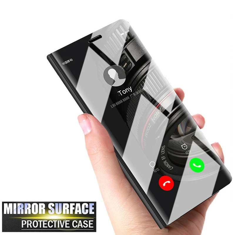 NTSPACE Smart APP Mirror Clear View Flip Case For Huawei P30 Plus Leather Stand Holder Cover Lite | Мобильные телефоны и