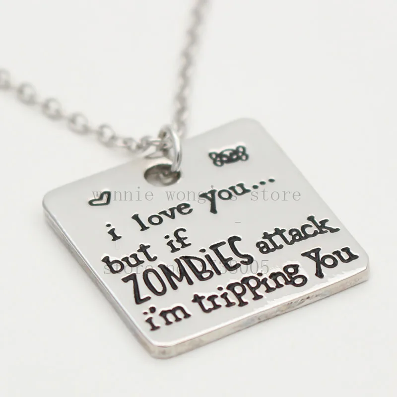 Брелок и ожерелье с ручной печатью I love you но если zombies attack I'm tripping Walking Dead zombie